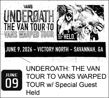 UNDEROATH: THE VAN TOUR TO VANS WARPED TOUR w/ special guest Held